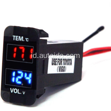 Pengukur tegangan meter suhu mobil DC 12V mobil